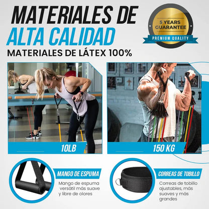 FlexPower|™ Kit Bandas Elásticas + Ejercitador de  Brazo